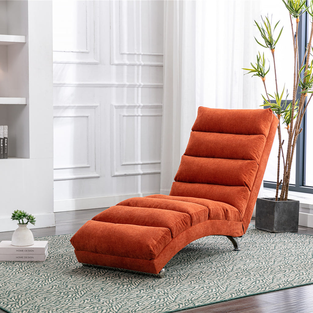 Ergonomic Linen Massage Chaise Lounge with Remote Control, Orange, 5 Modes - Grand Goldman Shop