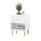23.22''H White MDF Wooden Nightstand with One Drawer and One Shelf for Kids and Adults - Grand Goldman Shop