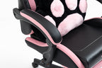 Cute Cat Gaming Chair with Paw Lumbar Cushion, PC Video Gamer Chair for Girl Teen Woman (Black) - Grand Goldman