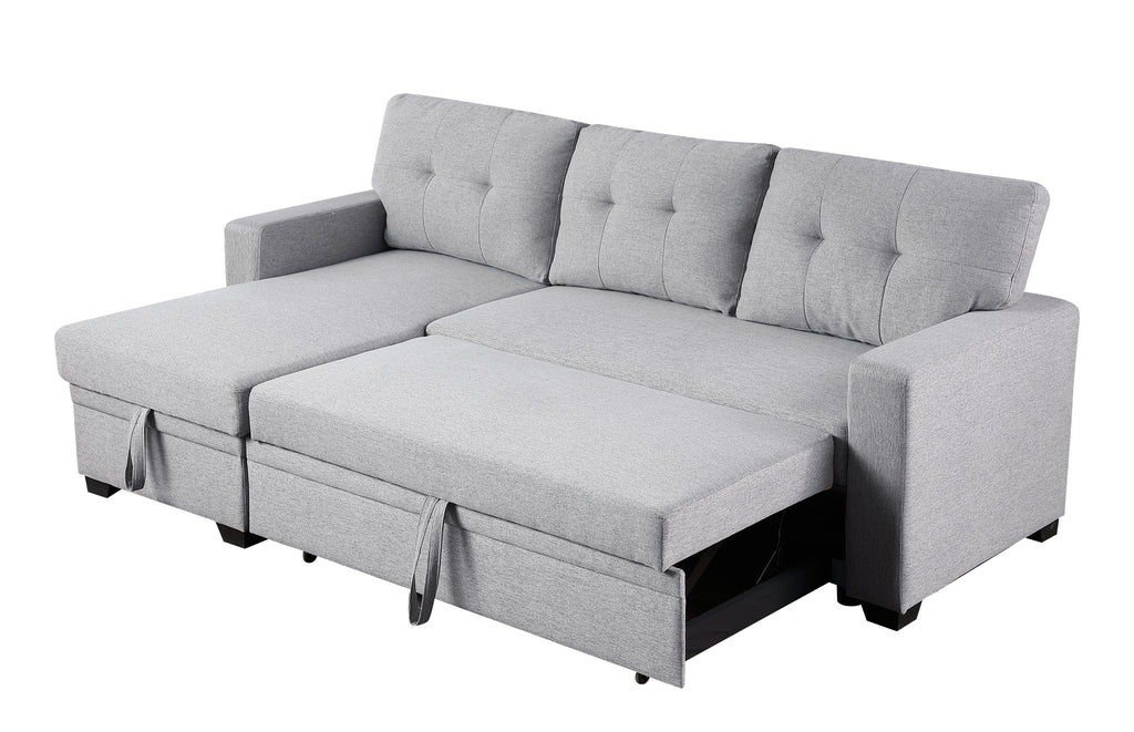 Upholstered Pull out Sectional Sofa with Chaise - Grand Goldman Shop