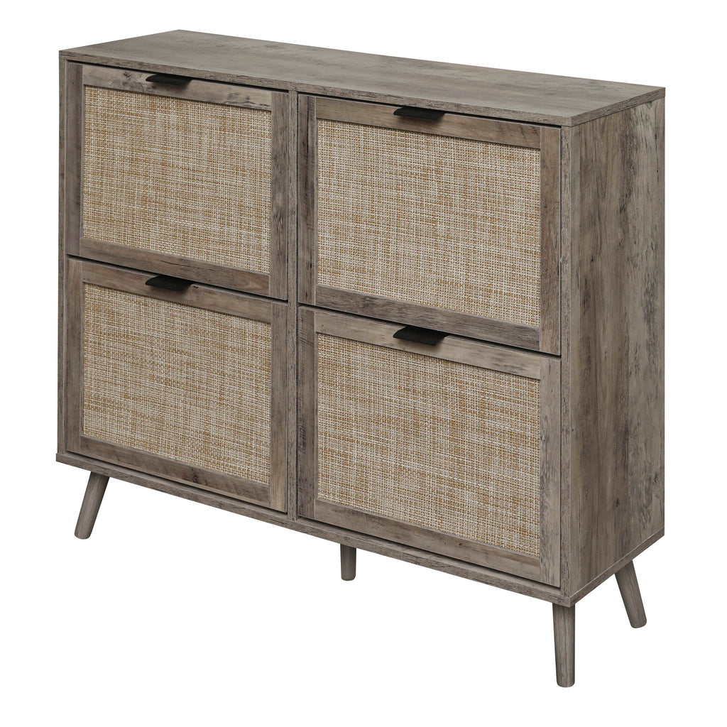 4 Door Shoe Rack, Freestanding Modern Shoe Storage Cabinet, for Entryway - Grand Goldman Shop