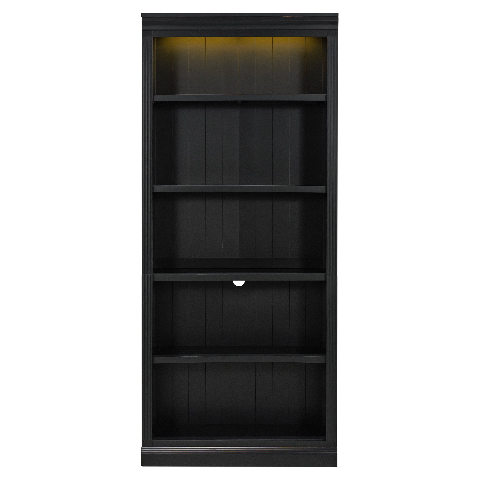 83' Tall Wood Bookcase Suite with light strip ,5-Tier Home Decor Bookcase Suite with Adjustable Shelves,Storage Organizer,Fre