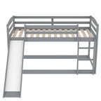 Gray Twin over Twin Bunk Bed with Convertible Slide and Ladder, Pine Wood and MDF, 79.3''L x 84.4''W x 46.5''H - Grand Goldman Shop