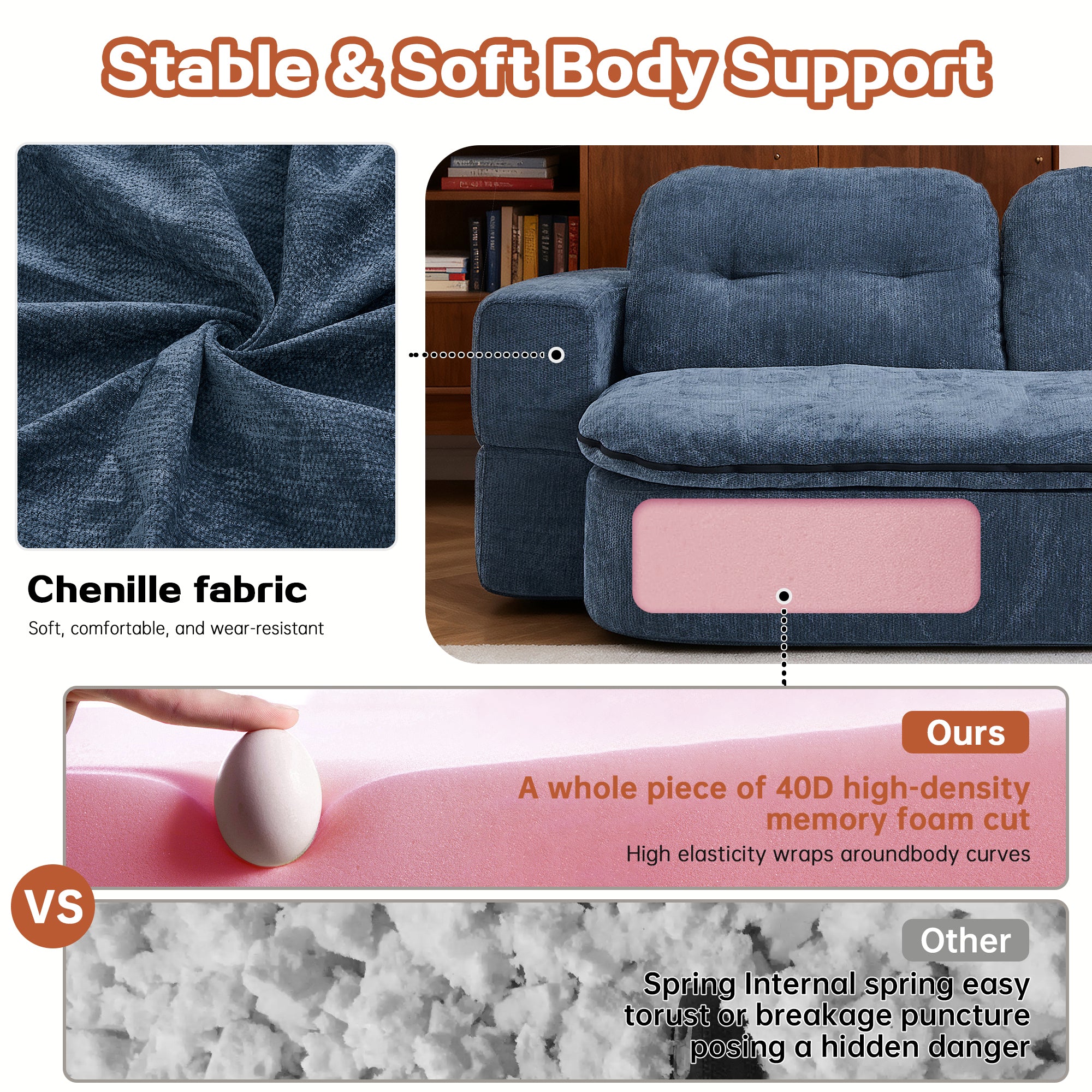 Modern Floor Sofa with 2 Pillows,Convertible Corduroy Fabric Foam-Filled Sleeper Sofa Bed, no assembly required,Convertible Sofa Cushion Unfolds into Quilt,Folding Mattress for Living Room,Playroom - Grand Goldman Shop
