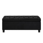Upholstered tufted button storage bench ,Faux leather entry bench with spindle wooden legs, Bed bench- Black - Grand Goldman Shop