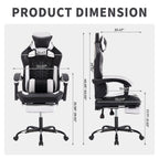 Gaming Chair with Massage,Ergonomic PC Gaming Chair with Footrest Comfortable Headrest and Lumbar Support,High Back PVC Leath