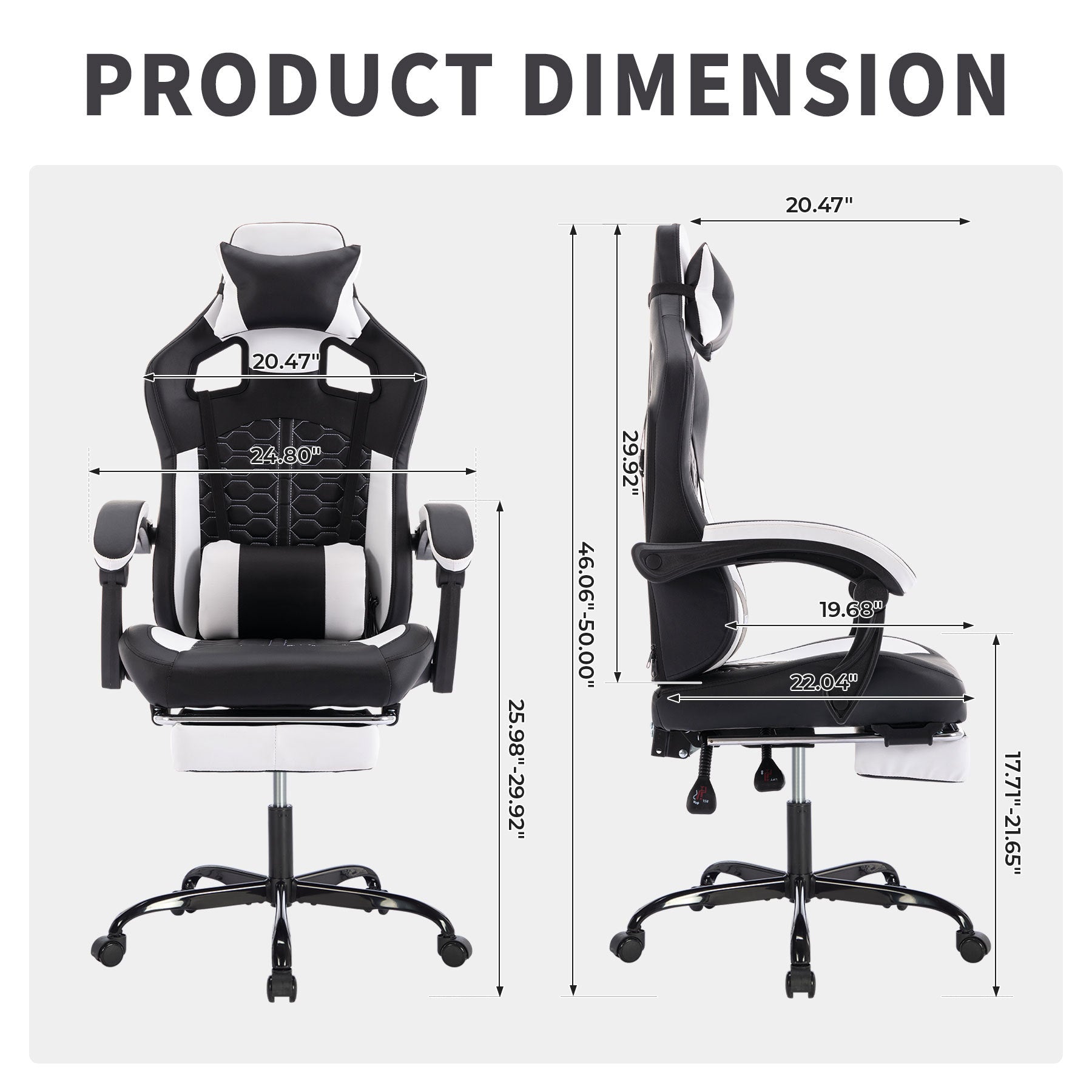 Gaming Chair with Massage,Ergonomic PC Gaming Chair with Footrest Comfortable Headrest and Lumbar Support,High Back PVC Leath