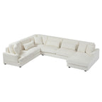 Modern Oversized U-shaped Sectional Sofa with Chaise Lounge in Beige Corduroy, 129' - Grand Goldman Shop