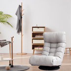 Japanese-Style  Gray with Metal Frame Adjustable Reclining Floor Chair – Tatami Lazy Sofa for Balcony or Bedroom - Grand Goldman Shop