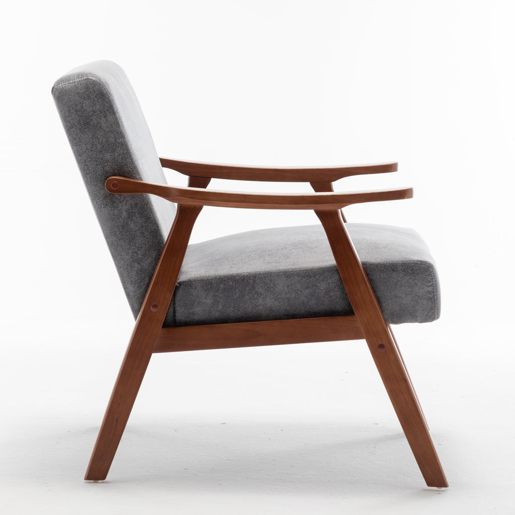 Mid-Century Modern Wingback Accent Chair with Solid Wood Frame and Extra-Thick Backrest – Lounge Chair for Living Room, Bedroom, or Reading Room - Grand Goldman Shop