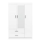 3-Door Mirror Wardrobe with shelves, White - Grand Goldman Shop