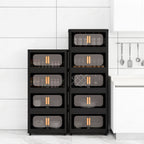 Folding Storage Cabinet 5-Tier 24-Inch Wide Black Plastic with Magnetic Doors and Wheels - Grand Goldman Shop