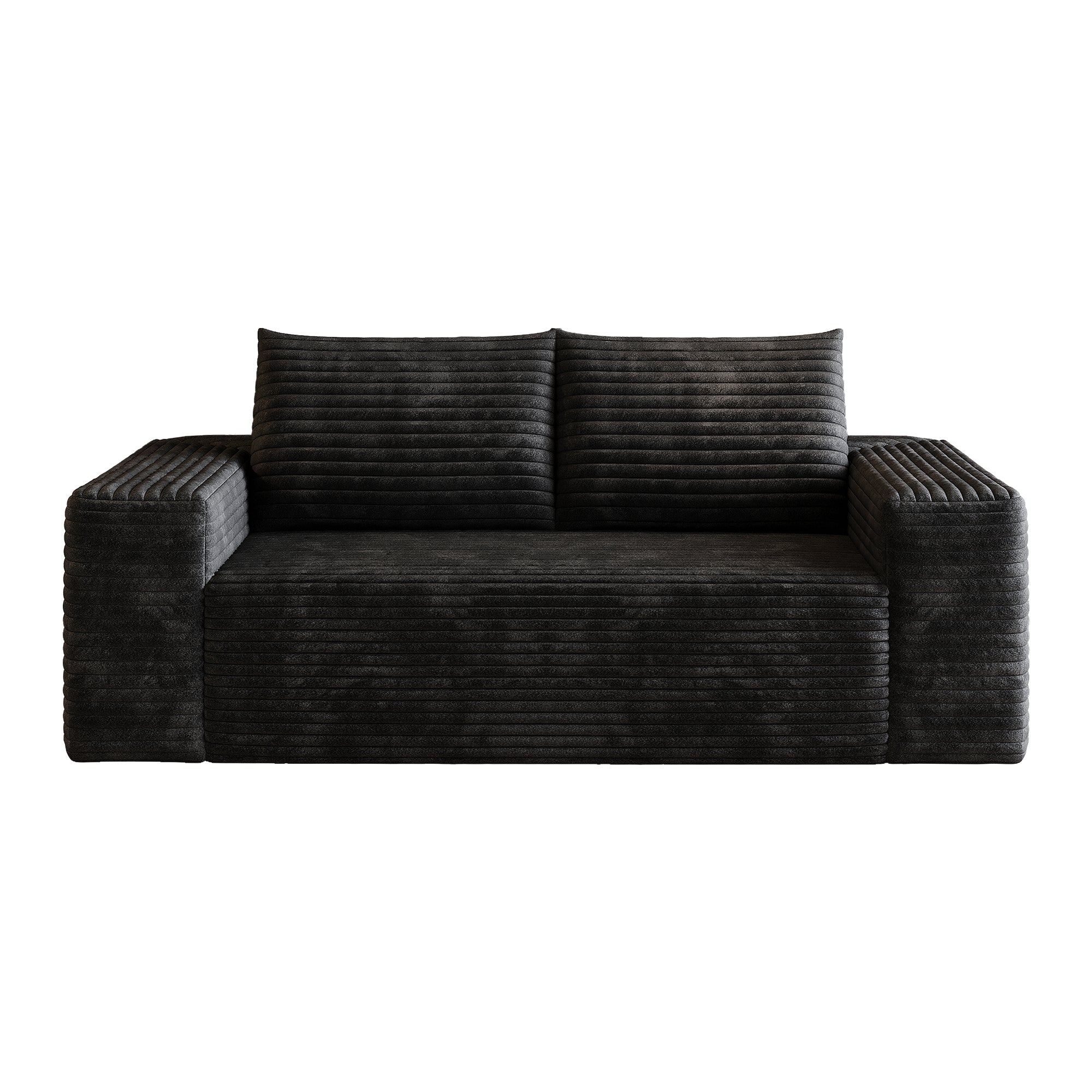 63' 2Setaser Sofa,Corduroy Fabric,Deep Seat Couches,Comfy Loveseat Sofa,No Assembly,1pcs for Living room, Bedroom,Conference room ,Apartment,Black - Grand Goldman Shop