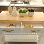 Kitchen Island & Kitchen Cart, Rubber Wood Top, Mobile Kitchen Island with Two Lockable Wheels, Simple Design for Easy Storing and Fetching, Two Drawers Give Unique Storage for Special Utensil. - Grand Goldman Shop