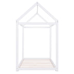 Twin Size Wooden House Bed in White with Pine Wood and MDF Construction, 78.3''L x 42.5''W x 70.3''H - Grand Goldman Shop