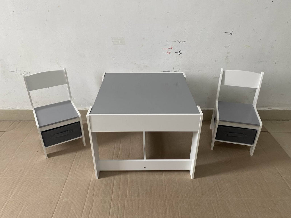 Kids Table and Chair Set, 3 in 1 Wooden Activity Table with Storage Drawer for Toddlers Drawing, Reading, Crafts, 2 in 1 Deta