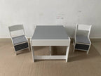 Kids Table and Chair Set, 3 in 1 Wooden Activity Table with Storage Drawer for Toddlers Drawing, Reading, Crafts, 2 in 1 Deta