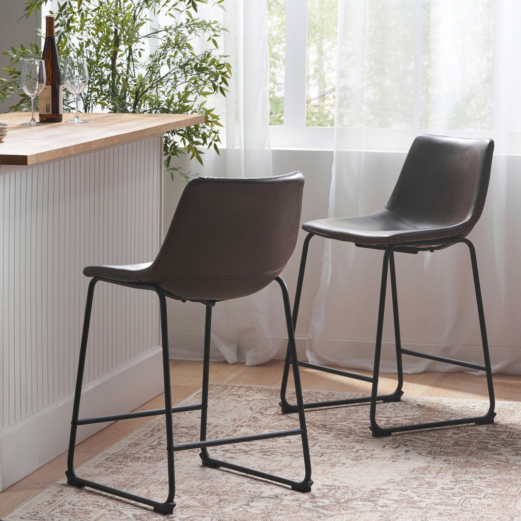 Vintage Style Brown 24-Inch Counter Stool (Set of 2) - Grand Goldman Shop