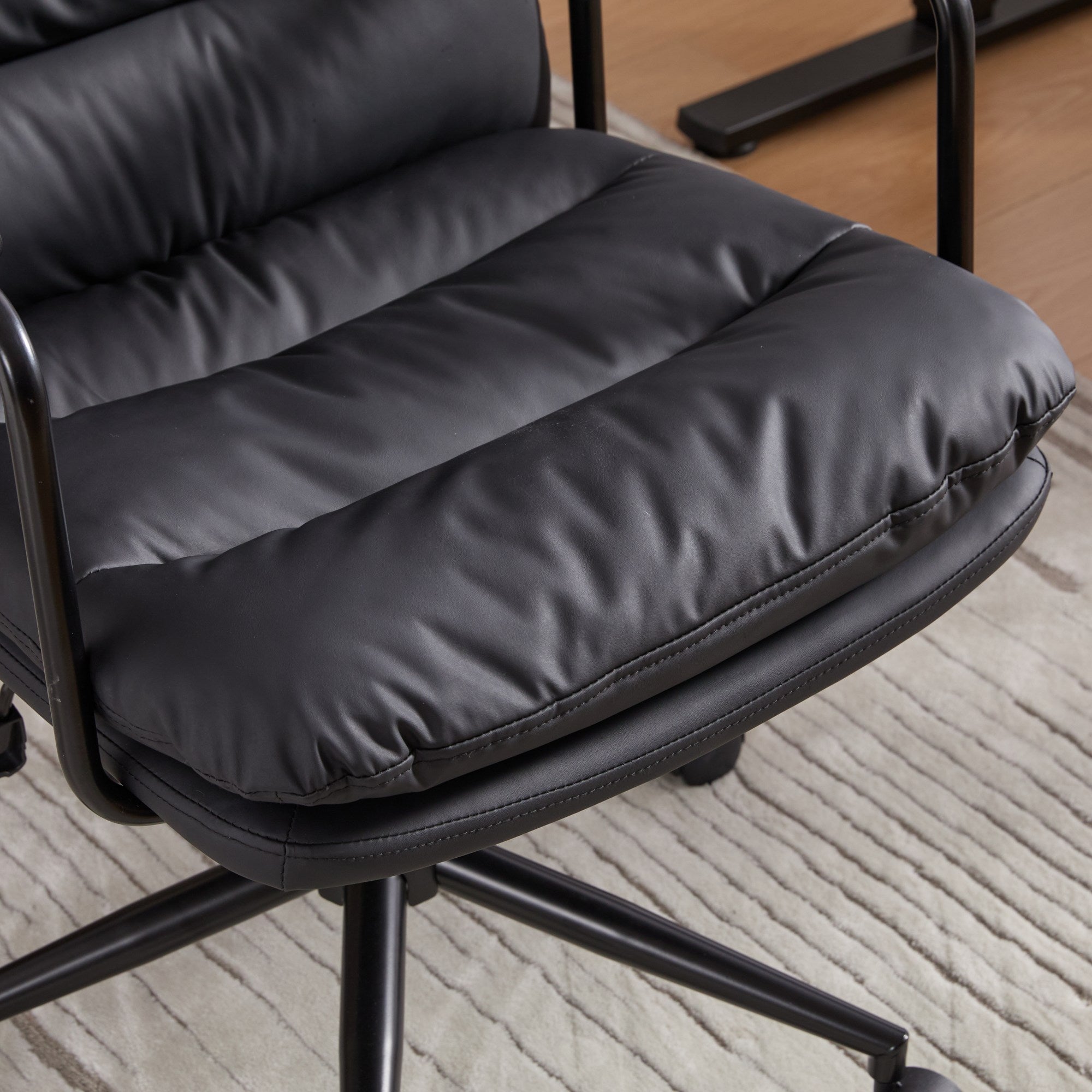 Office Chair,Mid Back Home Office Desk Task Chair with Wheels and Arms Ergonomic PU Leather Computer Rolling Swivel Chair wit