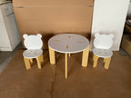 Kids Table and Chair Set, 3-Piece Toddler Table with 2 Chairs, Cute Bear-Back Chairs, Sturdy Wooden Activity Table Set for Ki