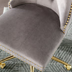 Stylish A&A Furniture Office Chair,Velvet Upholstered Tufted Button Home Office Chair with Golden Metal Base,Adjustable Desk 