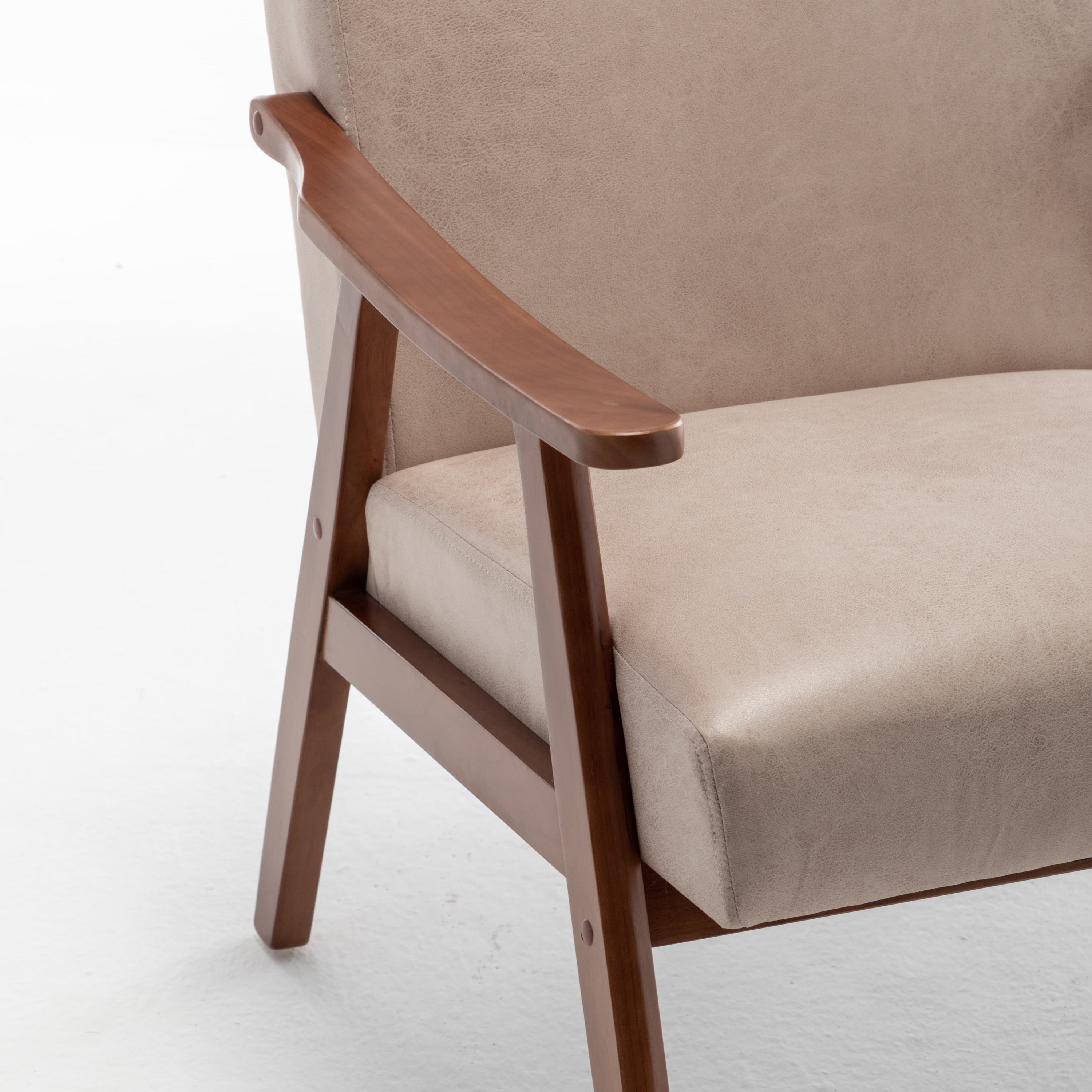 Mid-Century Modern Wingback Accent Chair with Solid Wood Frame and Extra-Thick Backrest – Lounge Chair for Living Room, Bedroom, or Reading Room - Grand Goldman Shop