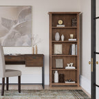 Amherst 30 inch Solid Wood 5 Shelf Bookcase in Rustic Natural Aged Brown | Premium Home Decor - Grand Goldman