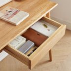 Desk 100% solid wood natural wood computer desk study desk oak natural wood PC desk work desk dressing table slim solid wood with drawer simple work from home width 80 cm depth 50 cm wood grain wooden - Grand Goldman Shop