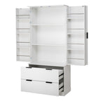 72' Modern Fluted Kitchen Pantry Cabinet with 2 Large Drawers & 8-Door Spice Rack, White MDF Freestanding Storage Organizer for Bathroom, Dining Room, Office, Entryway - Grand Goldman Shop