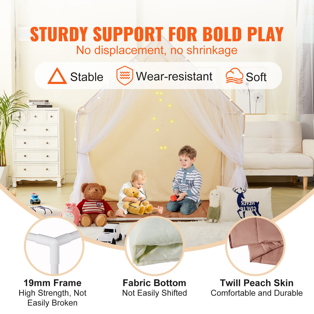Kids Play Tent, Kids Tent for Kids 1-5 Years Old, Toddler Tent with Mat and Tent Lamp, Tent for Kids with Windows for Indoor 
