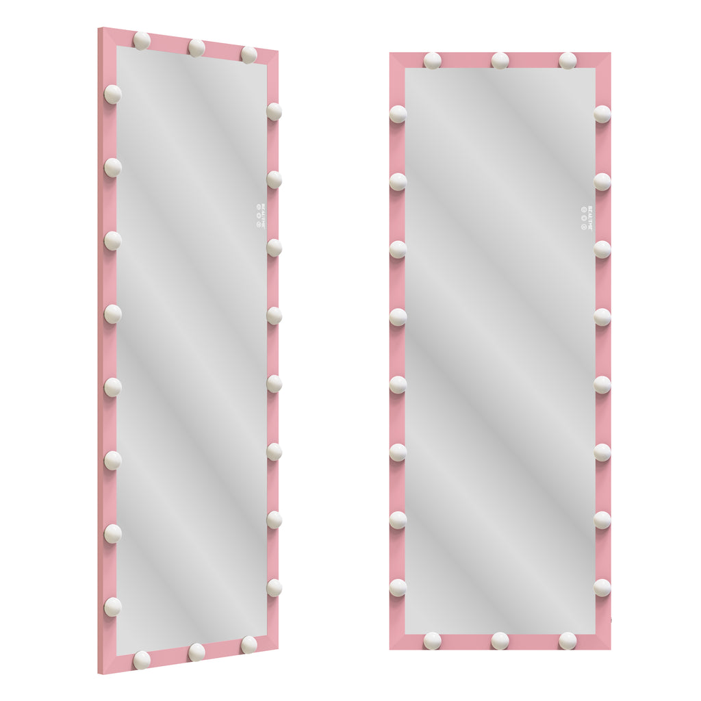 Hollywood Style Full Length Mirror with Lights, 3 Color Modes, Pink Aluminium, 62.6'x23.3' - Grand Goldman Shop