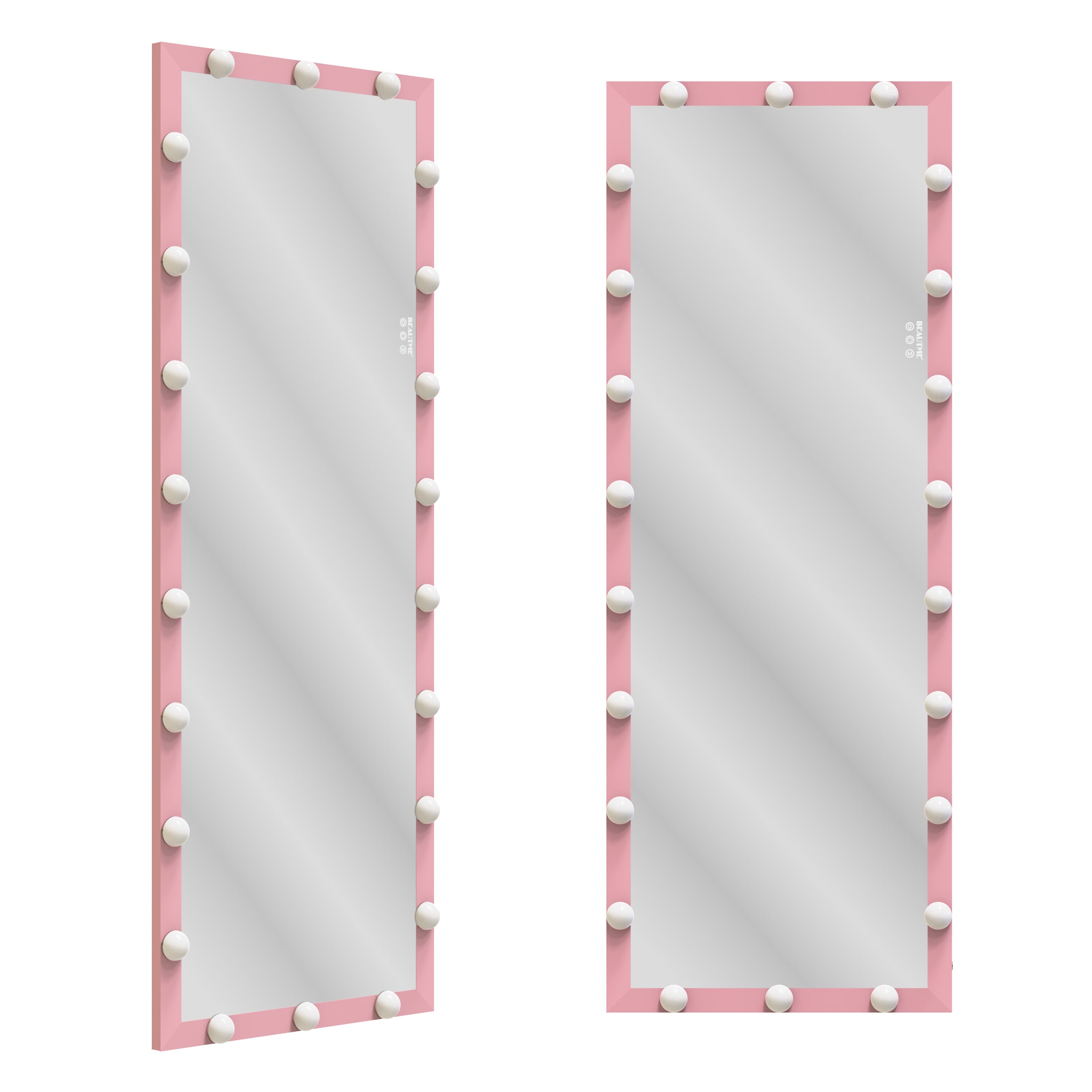 Hollywood Style Full Length Mirror with Lights, 3 Color Modes, Pink Aluminium, 62.6'x23.3' - Grand Goldman Shop