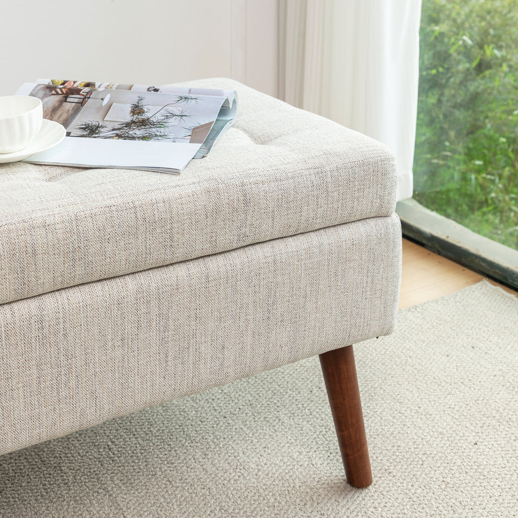 Storage Bench with Storage Bench for Bedroom End of Bed Bench Foot of Bed Bench Entryway Bench Storage Ottoman Bench 43.7' W x 18.1' D Off White Bench - Grand Goldman Shop