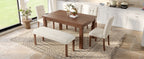 6-Piece Modern Dining Set, Rectangle Kitchen Table with 4 Upholstered Chairs & Bench, Ideal for Dining Room and Living Room, (Easy Assembly, Space Saving) - Grand Goldman Shop