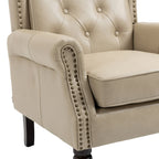 Modern Accent Chair Lounge Chair with Sturdy Wood Legs in Camel PU Leather for Living Room and Bedroom - Grand Goldman Shop