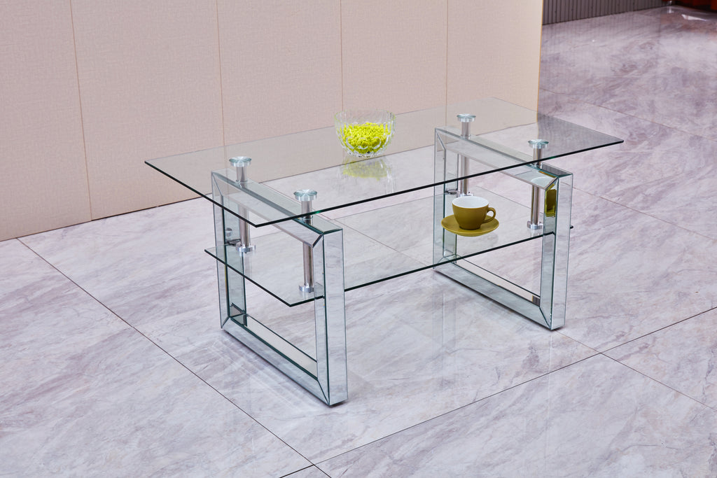 W 39.4' X D 19.7 ' X H 17.7' Transparent tempered glass coffee table, coffee table - Grand Goldman Shop
