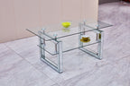 W 39.4' X D 19.7 ' X H 17.7' Transparent tempered glass coffee table, coffee table - Grand Goldman Shop