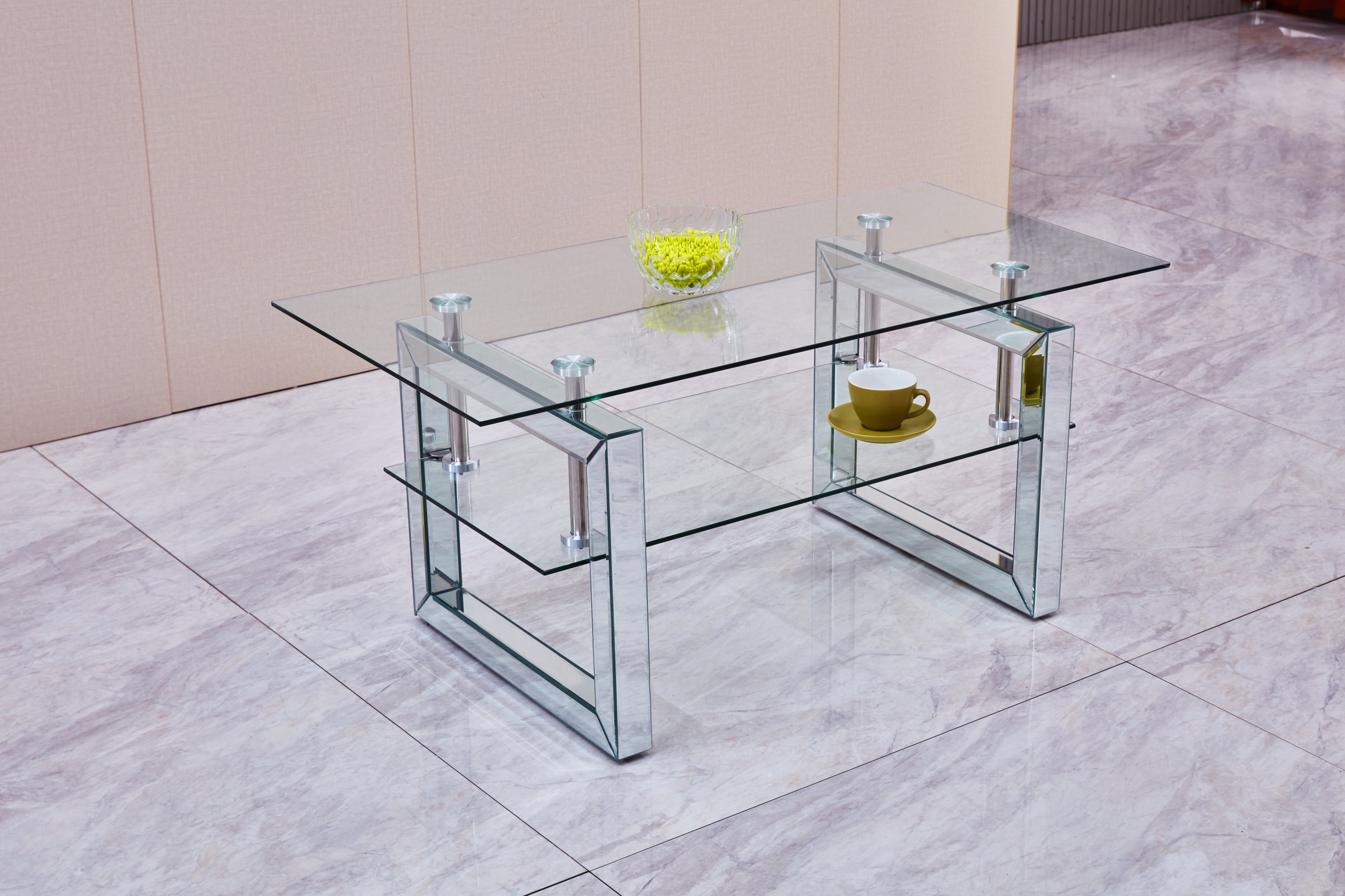 W 39.4' X D 19.7 ' X H 17.7' Transparent tempered glass coffee table, coffee table - Grand Goldman Shop