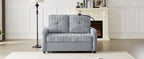 Modern Loveseat Pull-out Sofa Bed with Adjustable Backrest, Cup Holders, Phone Holder, Charging Ports, Side Storage Pockets, Grey Chenille - Grand Goldman Shop