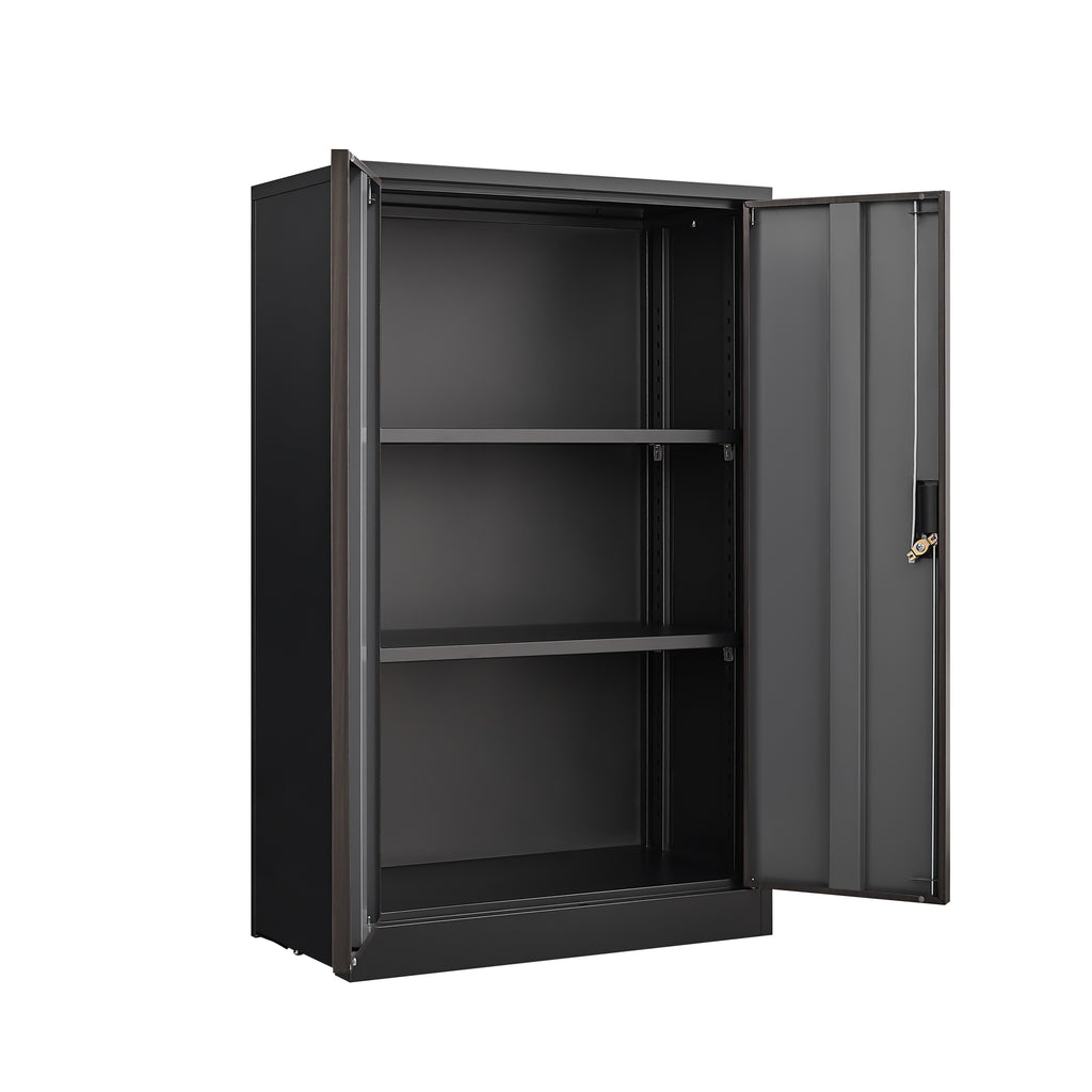 Black Metal Storage Cabinet with Locking Doors and Adjustable Shelf, Folding Filing Cabinet for Home Office, School, Garage, 