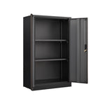 Black Metal Storage Cabinet with Locking Doors and Adjustable Shelf, Folding Filing Cabinet for Home Office, School, Garage, 