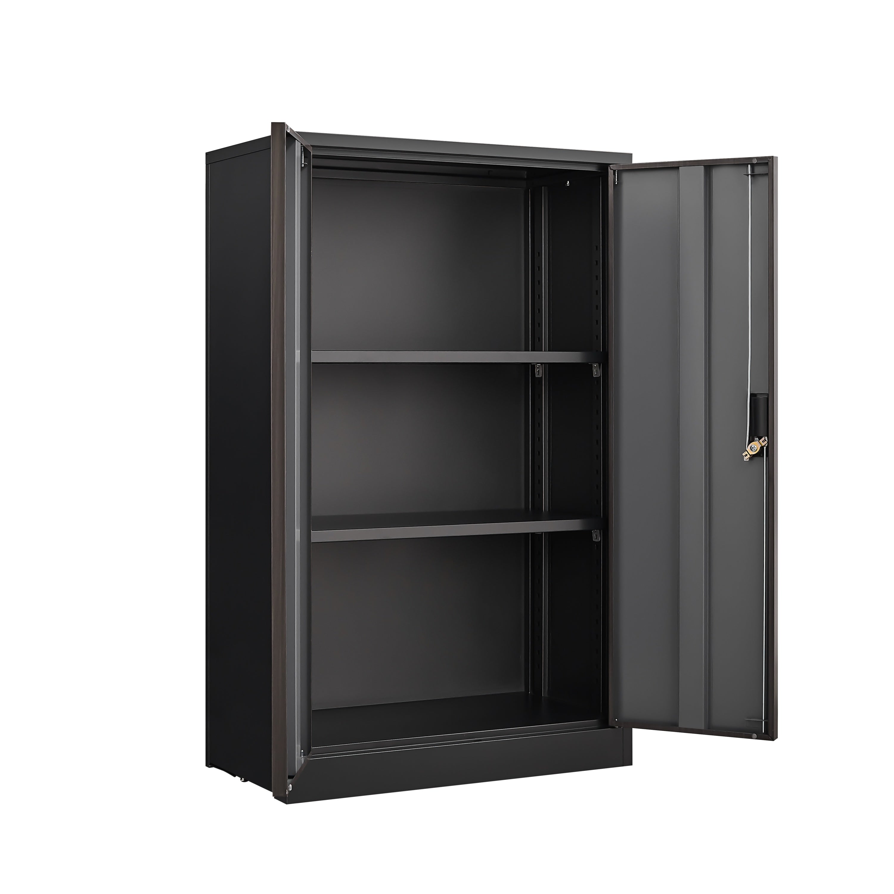 Black Metal Storage Cabinet with Locking Doors and Adjustable Shelf, Folding Filing Cabinet for Home Office, School, Garage, 