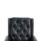 Modern Accent Armchair with Sturdy Wood Legs in Black PU Leather for Living Room or Bedroom - Grand Goldman Shop