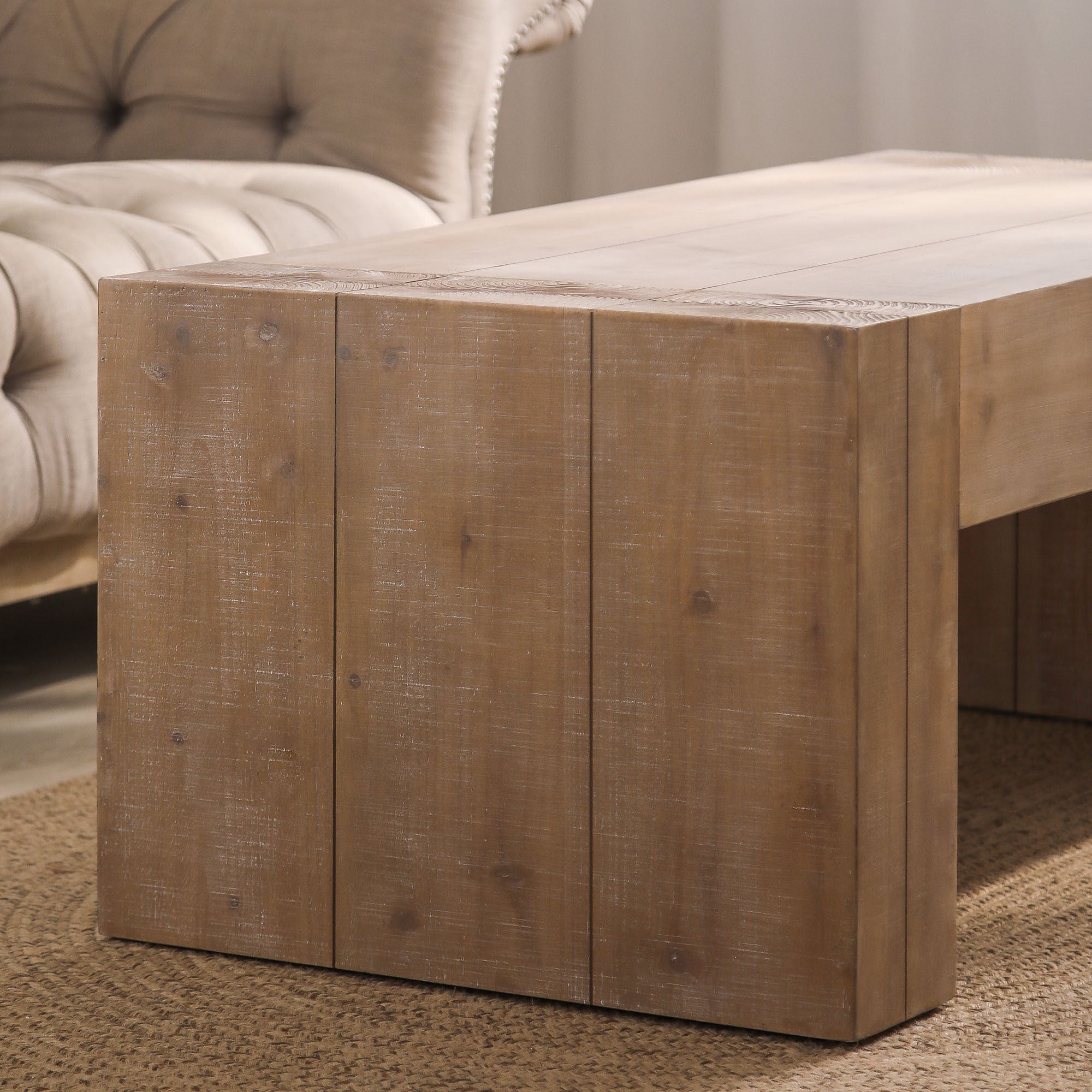 Rustic Wood Coffee Table, 49in Modern Farmhouse Rectangular Table for Living Room - Grand Goldman Shop