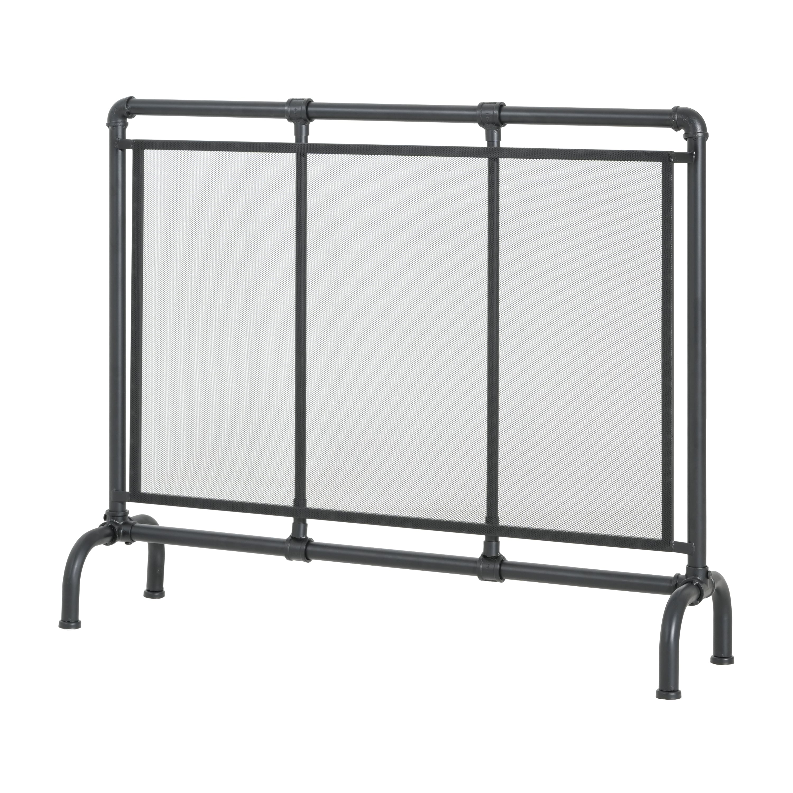 Celeste 1 Panel Iron Fireplace Screen 36' W x 29' H, Black - Grand Goldman Shop