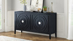 TREXM Retro Sideboard door with Circular Groove Design Round Metal Door Handle for Entrance, Dinning Room, Living Room (Black) - Grand Goldman Shop