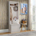 HOMCOM Rustic Hall Tree with Shoe Storage Bench, Entryway Bench with Coat Rack, Accent Coat Tree with Storage Shelves for Hallway, Mudroom, White Wood Grain - Grand Goldman Shop
