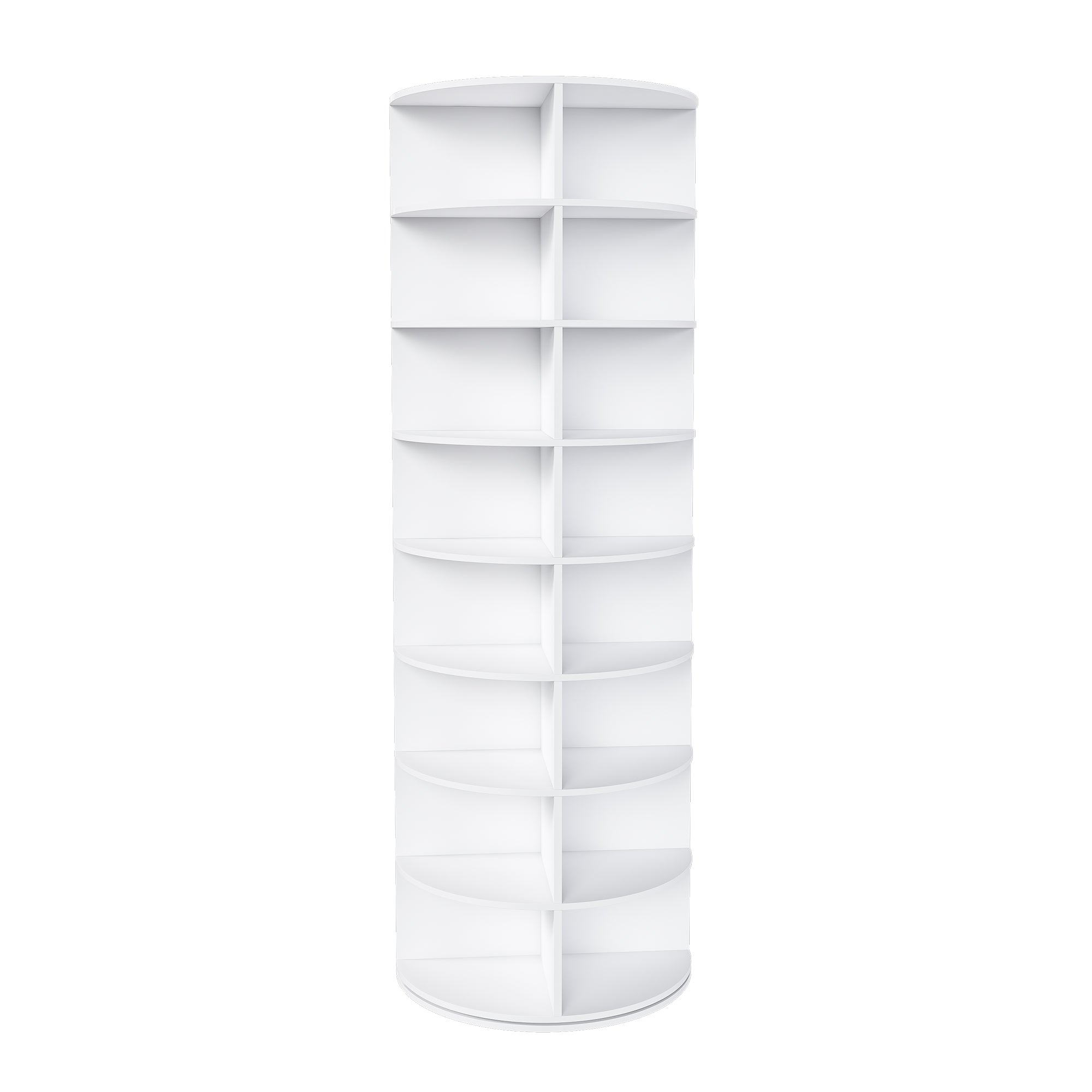 Rotating Shoe Rack Tower, 8-Tier Spinning Storage Rack, Free Standing 360° Revolving Organizer in White with PVC Construction, Holds 32 Pairs of Shoes - Grand Goldman Shop