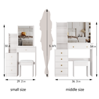 29.2' Small Space Left Bedside Cabinet Vanity Table + Cushioned Stool, Extra Large Right sliding mirror, Multi Layer High Capacity Storage, Practical Fashionable Dresser, EPA, GCC, UL Certificate - Grand Goldman Shop
