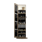 360°Swivel Jewelry Cabinet with Full Length Mirror, 360°Rotating Standing Jewelry Armoire Organizer , Lockable Storage Cabinet, Interior Lighted Mirror, Brown - Grand Goldman Shop